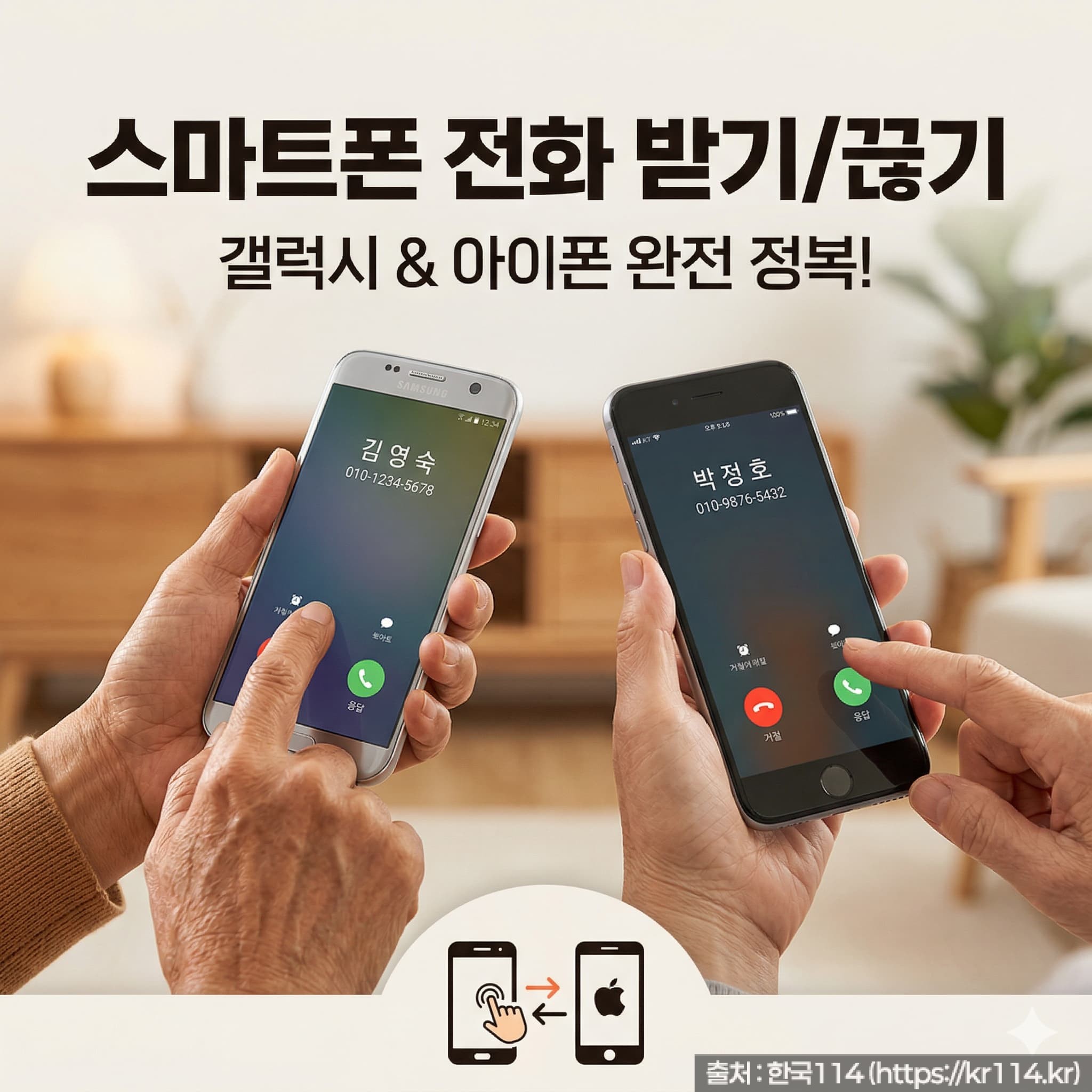 스마트폰 전화 받고 끊는 방법